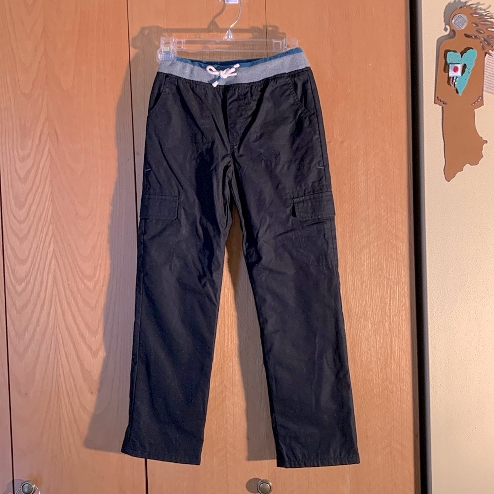 Cat & Jack straight M pull on boy’s black gray lined pants drawstring waist EUC